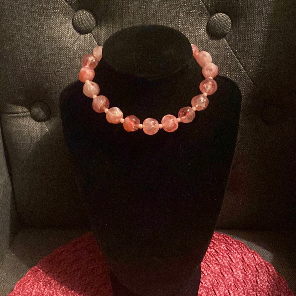 Vintage choker or kids necklace - pink lucite?